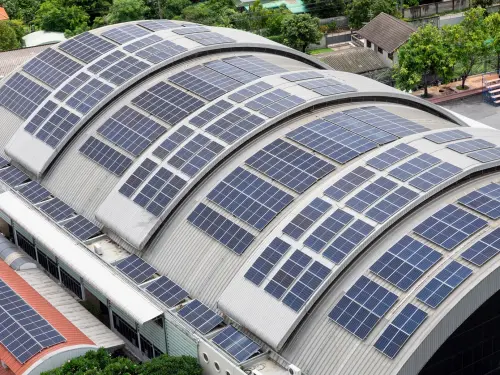 Large-scale commercial solar panel arrays